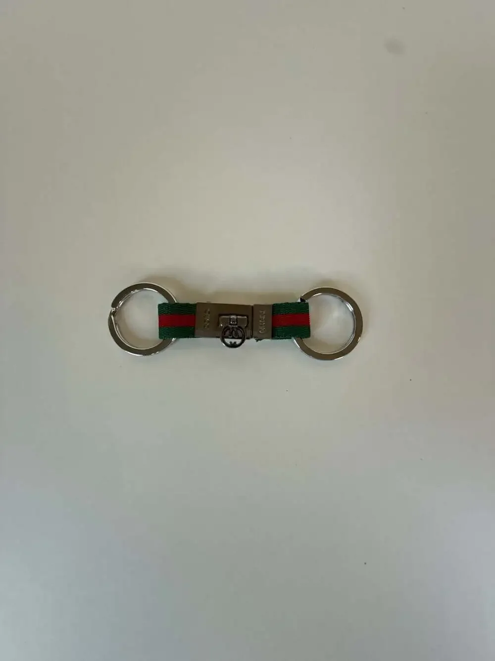 Gucci Web Stripe Push-Lock Keychain Key Fob
